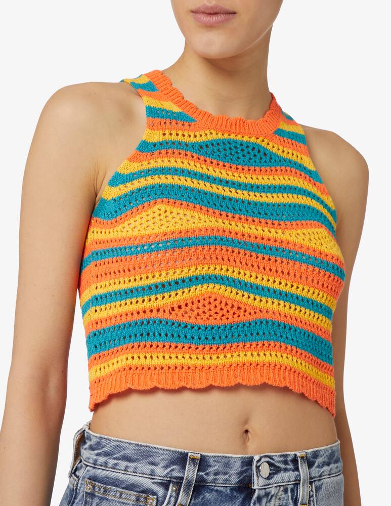 rinascente Rinascente Collection Pink Label Top crochet in misto cotone