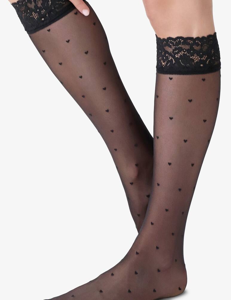 rinascente Oroblu Lace heart knee-highs stockings Sweetie