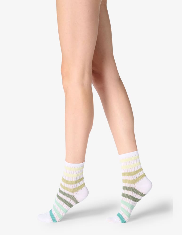 rinascente Oroblu Crochet striped ankle socks