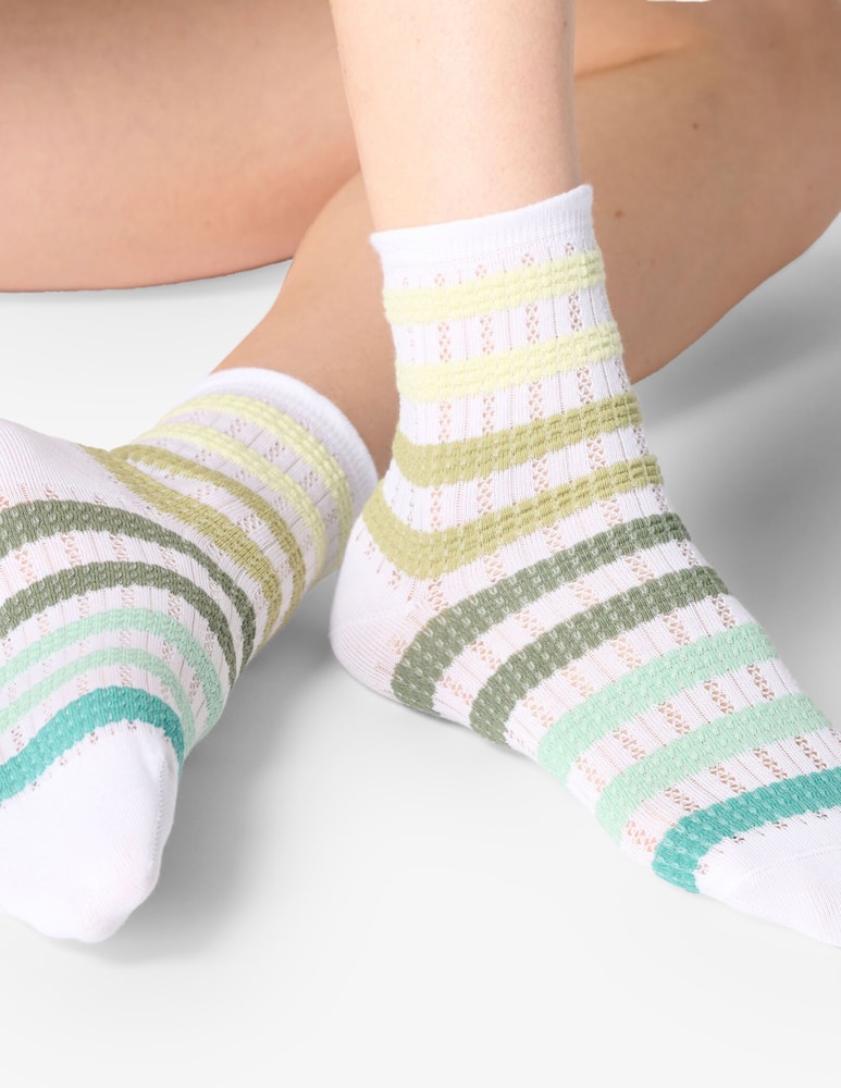 rinascente Oroblu Crochet striped ankle socks
