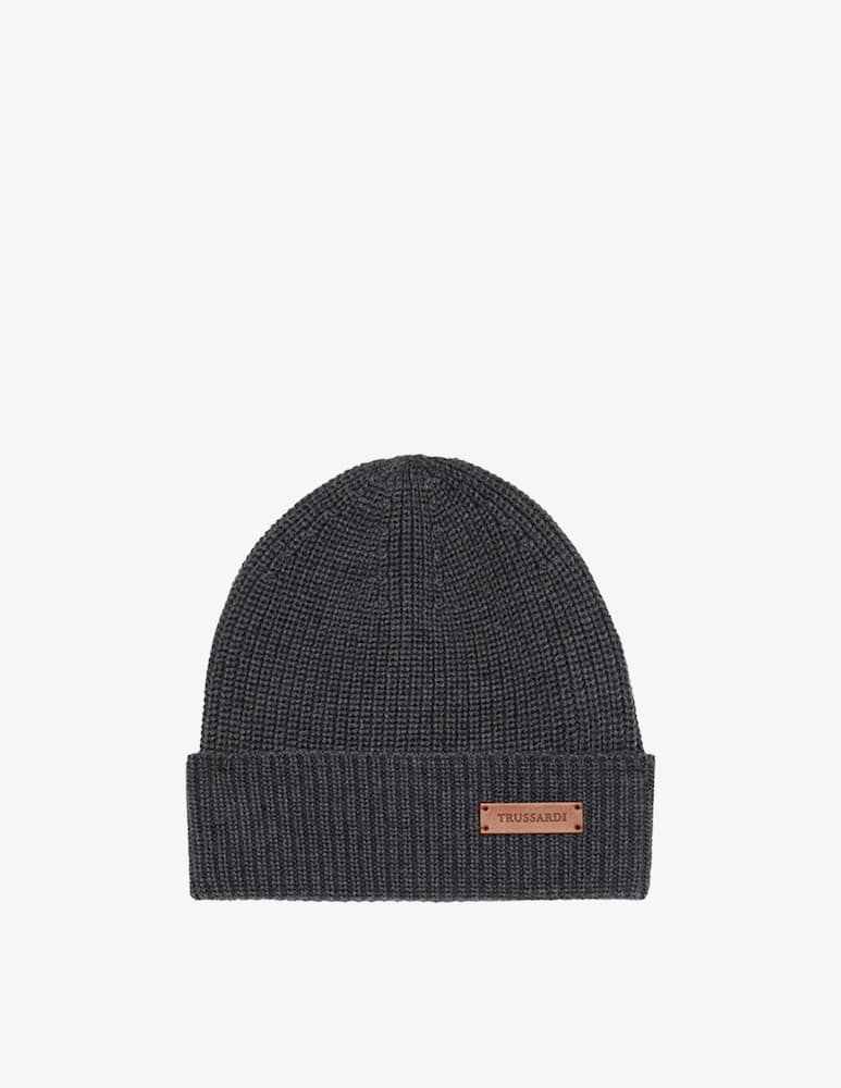 Trussardi Ribbed wool blend beanie - picture 1