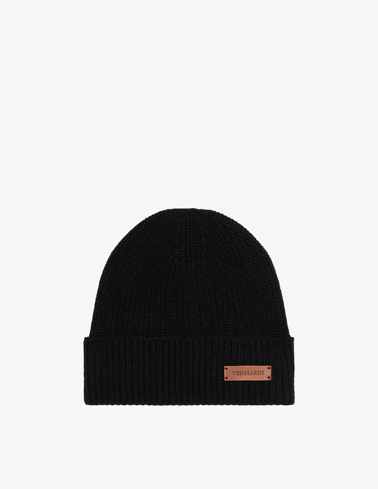 Trussardi Ribbed wool-blend beanie - picture 1