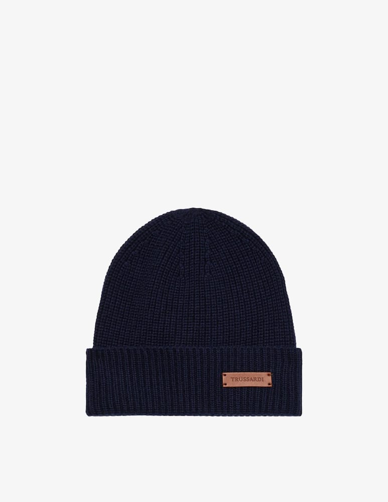 Trussardi Ribbed wool-blend beanie - picture 1
