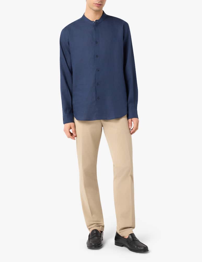 Trussardi Camicia con collo guru in lino - immagine 2 Trussardi Camicia con collo guru in lino - immagine 2