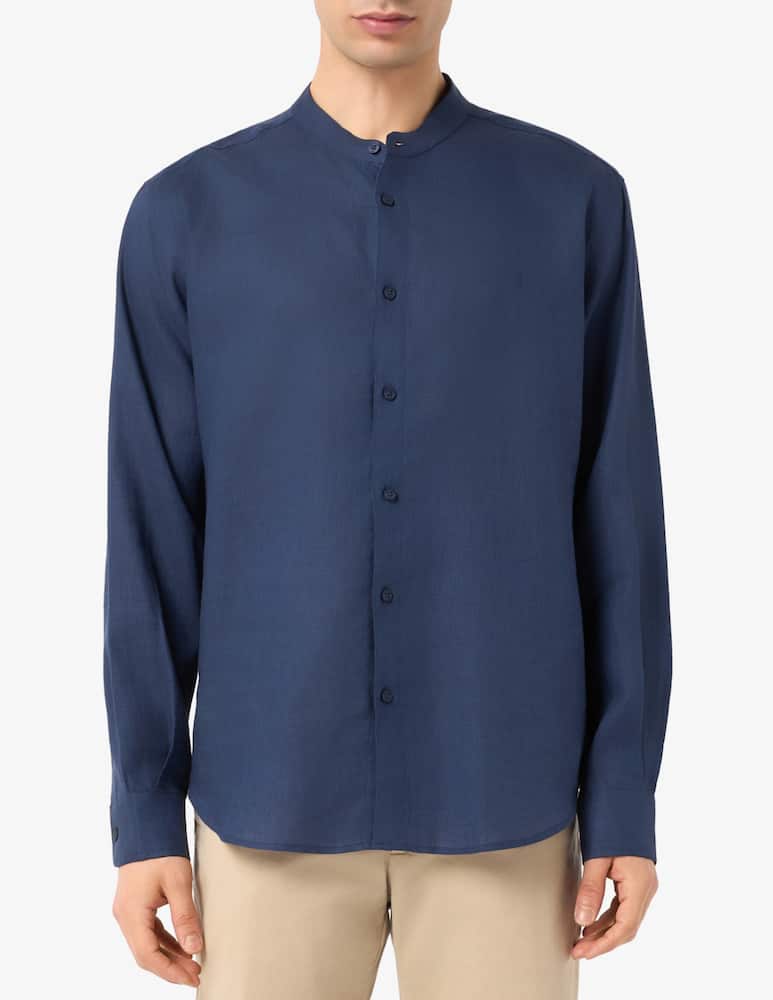 rinascente Trussardi Linen mandarin collar shirt