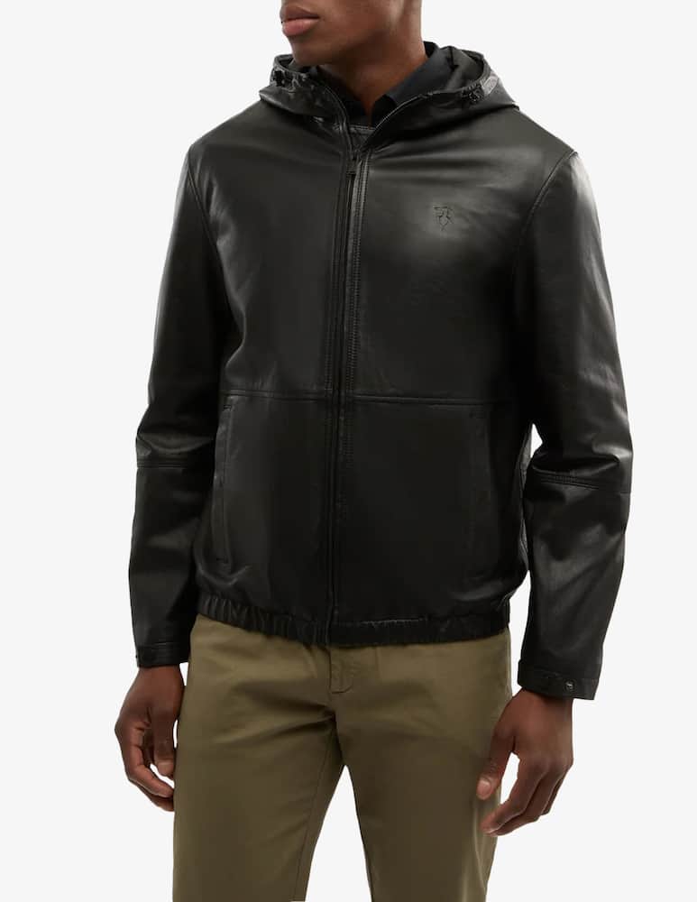 Trussardi Giubbotto in pelle con cappuccio - immagine 1 Trussardi Giubbotto in pelle con cappuccio - immagine 1