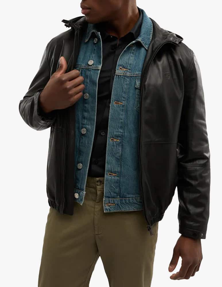 rinascente Trussardi Giubbotto in pelle con cappuccio