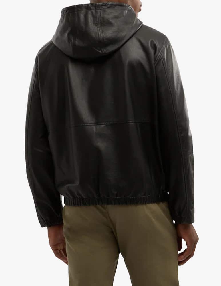 rinascente Trussardi Giubbotto in pelle con cappuccio