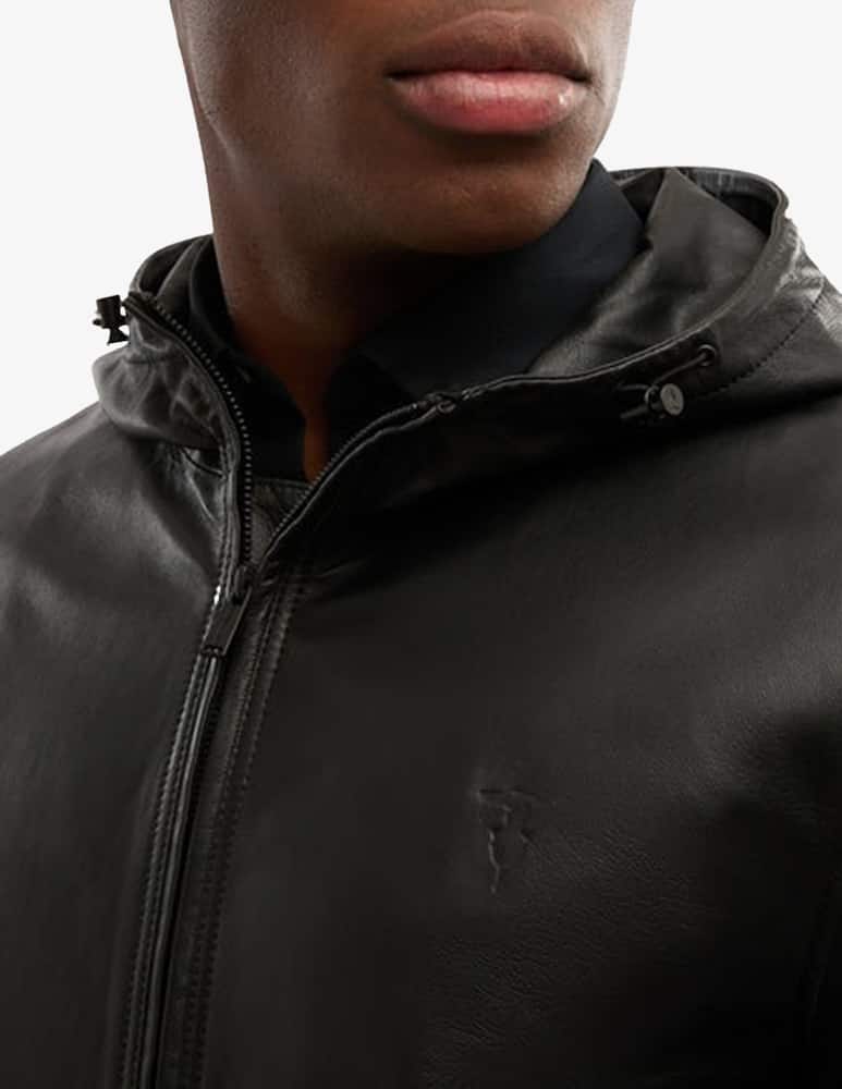 rinascente Trussardi Giubbotto in pelle con cappuccio