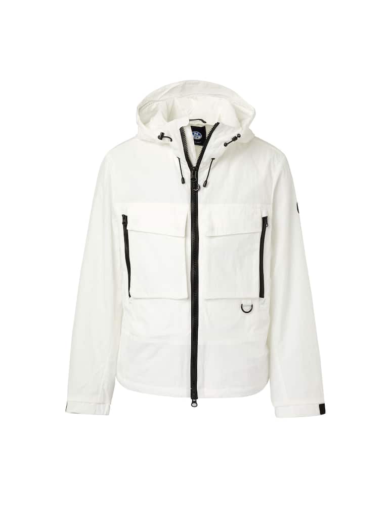 rinascente North Sails Hooded jacket crinckle pockets - white