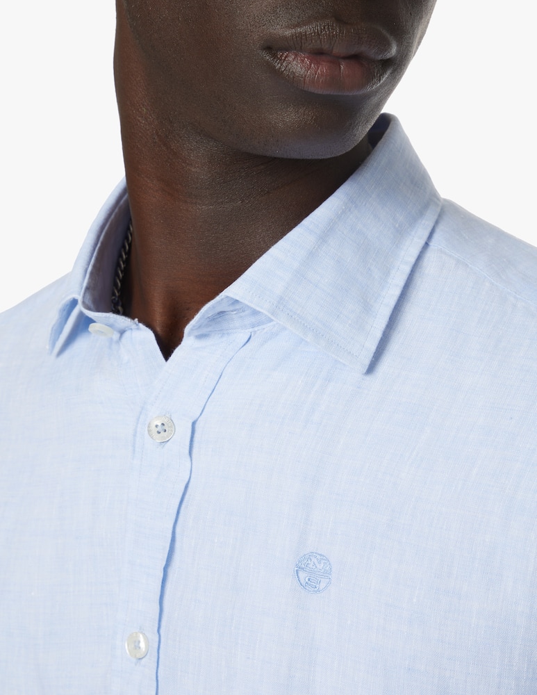 rinascente North Sails Linen small logo long sleeve shirt - light blue