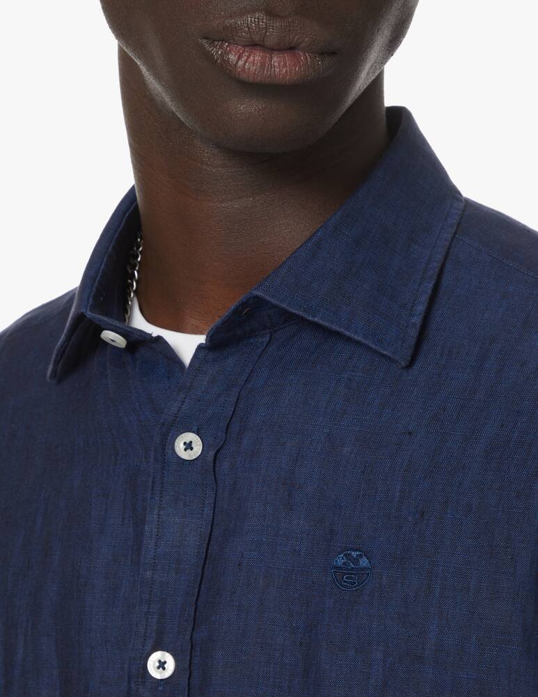 rinascente North Sails Camicia manica lunga lino loghino - blu