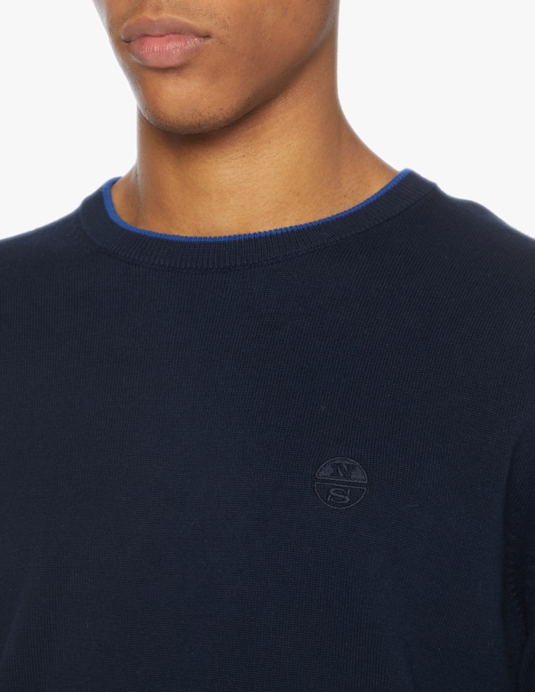 rinascente North Sails Small logo cotton crew neck sweater - blue