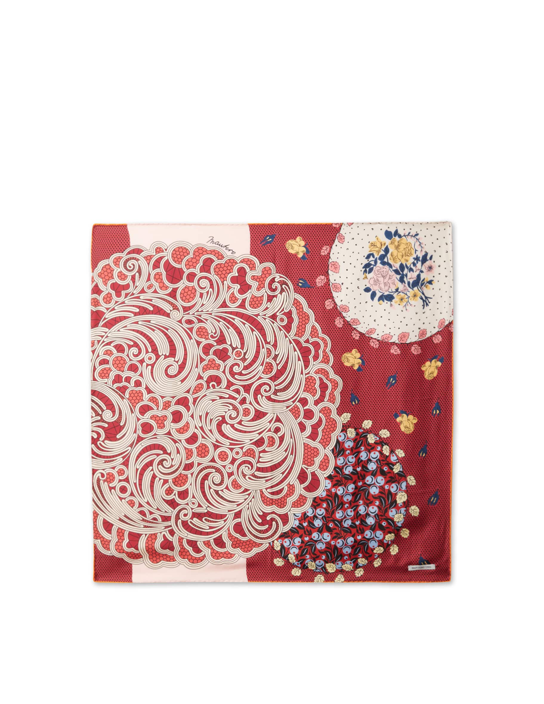 Foulard En Soie Mantero - Motif Floral Coloré - Occasion En Bon état