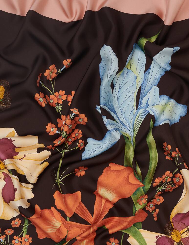 rinascente Mantero 1902 Iris silk foulard - Brown