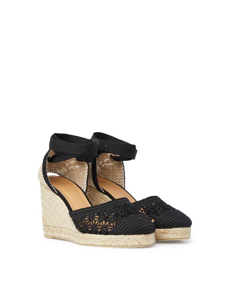 rinascente Castaner Decollete con zeppa New con macrame - nero