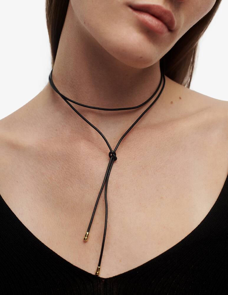 rinascente PDPAOLA Aqua dana leather bow necklace