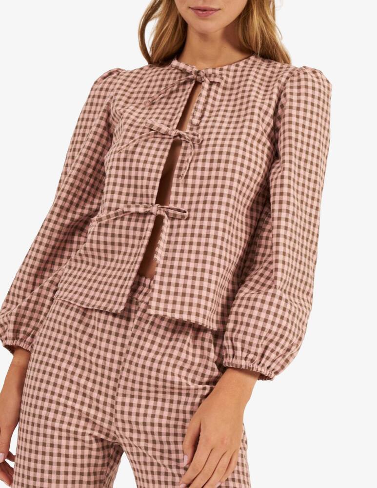 rinascente Bohodot Checkered tie-front top