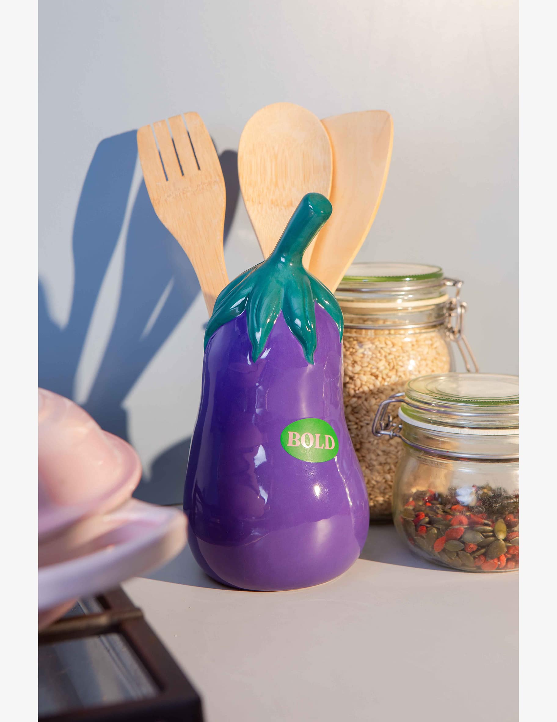 KOOK TIME Set 2 accessori da cucina - include Barattolo porta sale grosso e fino e Dispenser sapone con porta spugna lavandino cucina - Ceramica verde salvia e bambù