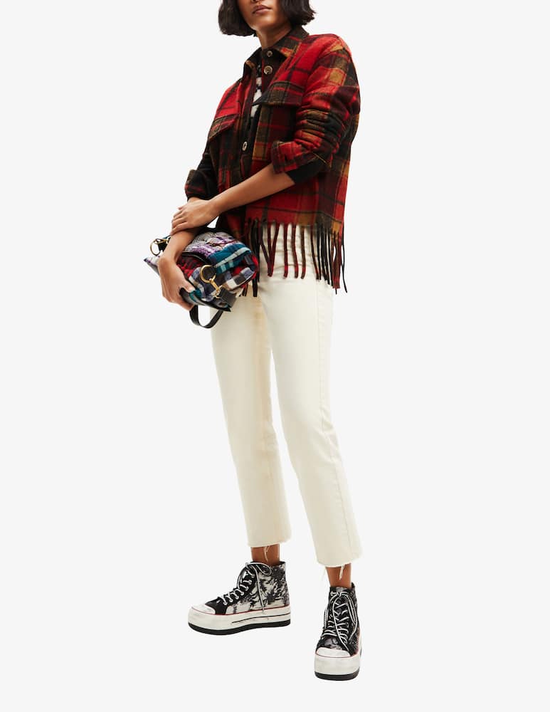 rinascente Desigual Short fringed plaid jacket - Red