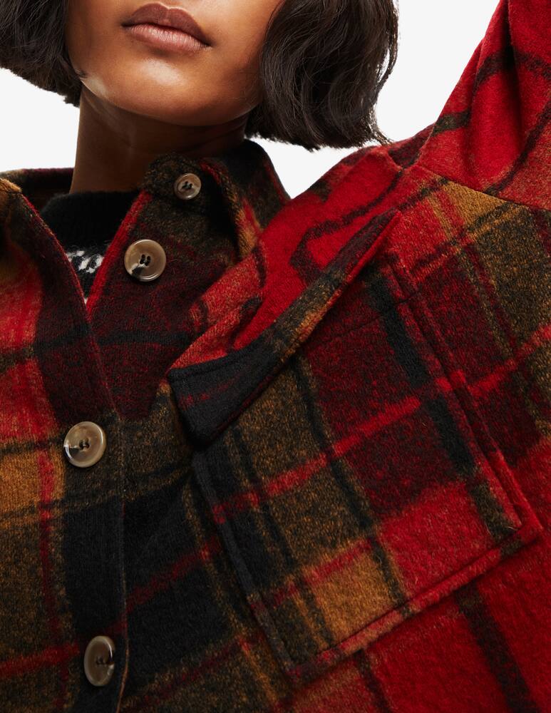 rinascente Desigual Short fringed plaid jacket - Red