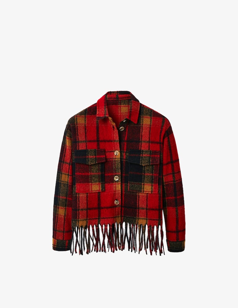 rinascente Desigual Short fringed plaid jacket - Red