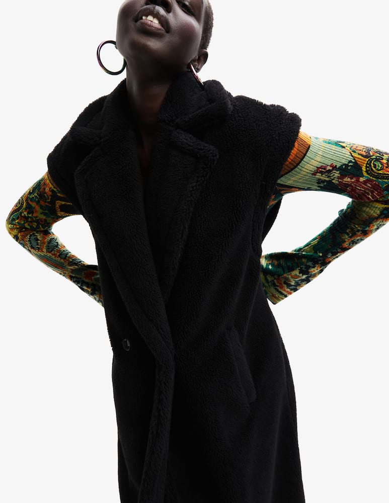 rinascente Desigual Gilet lungo in lana - Nero