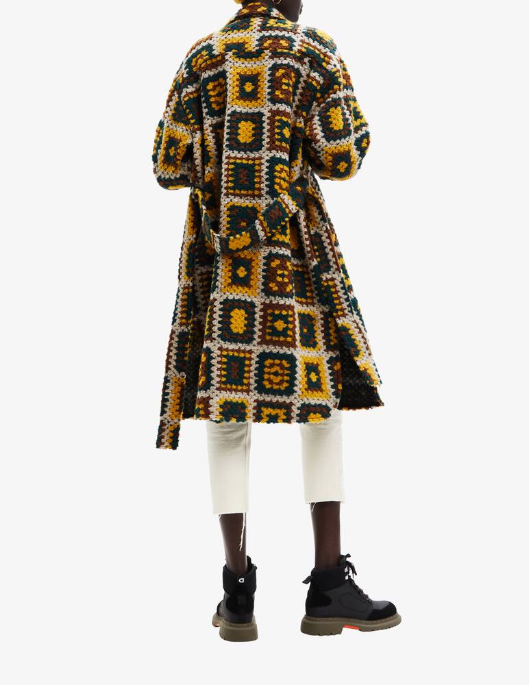 rinascente Desigual Crochet-effect long coat - Multicolor