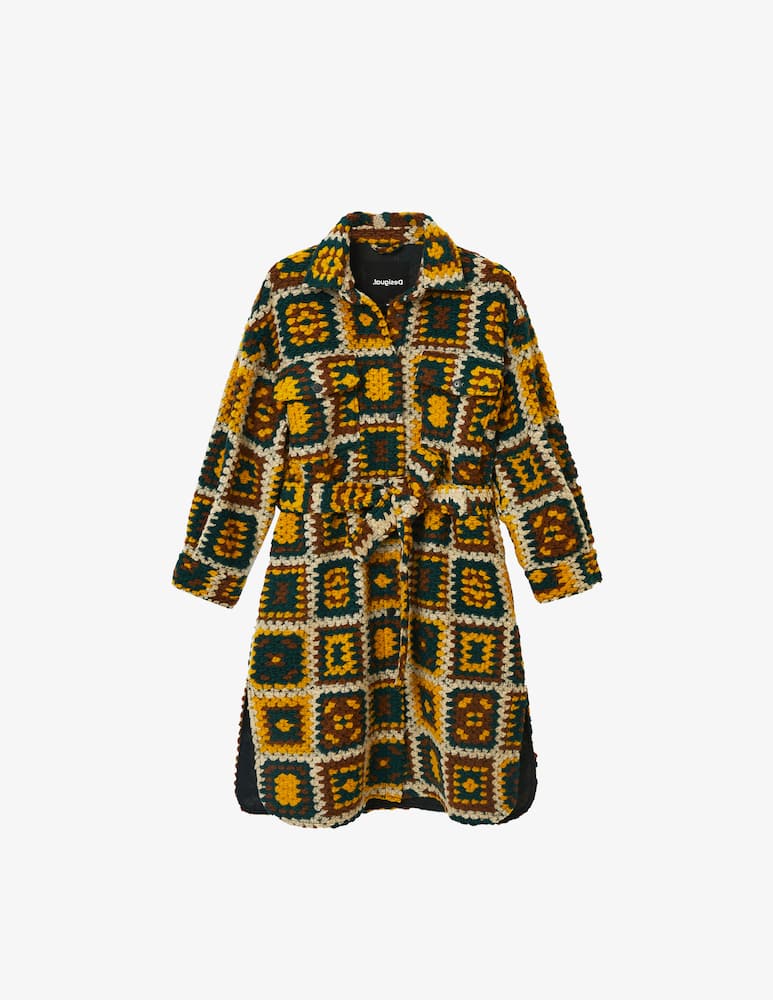 rinascente Desigual Crochet-effect long coat - Multicolor