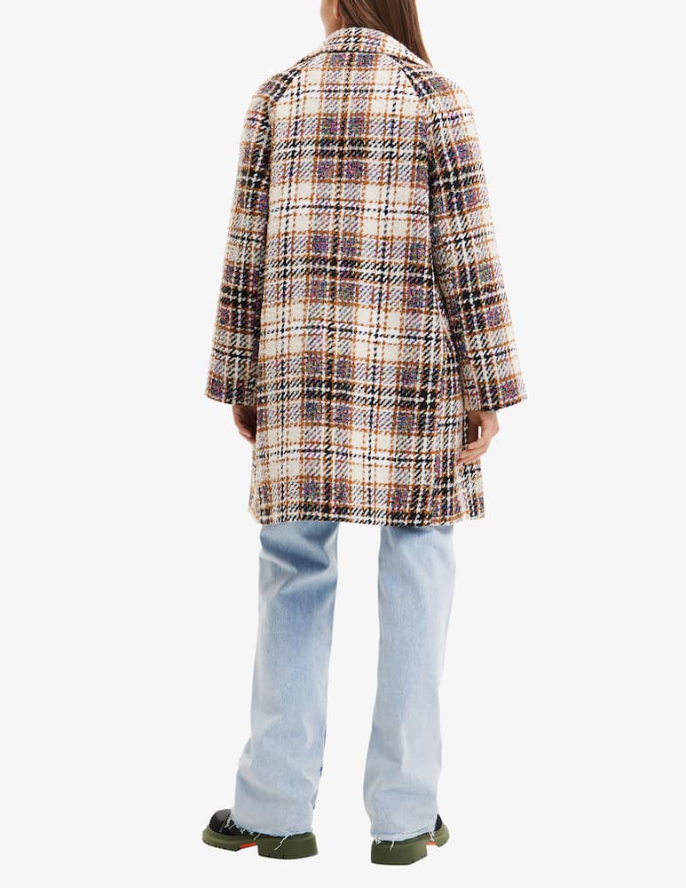 rinascente Desigual Cappotto lungo doppiopetto scozzese - Marrone