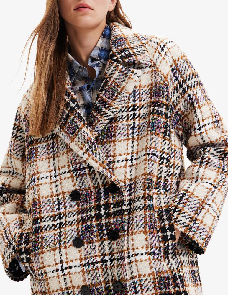 Desigual Long tartan crossover coat - Brown - picture 4 Desigual Long tartan crossover coat - Brown - picture 4