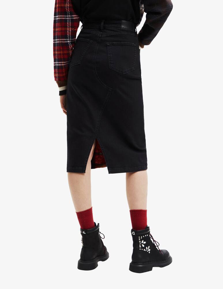 rinascente Desigual Gonna midi in denim scozzese - Nero
