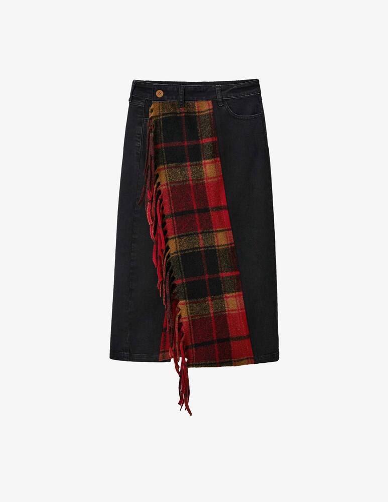 rinascente Desigual Gonna midi in denim scozzese - Nero