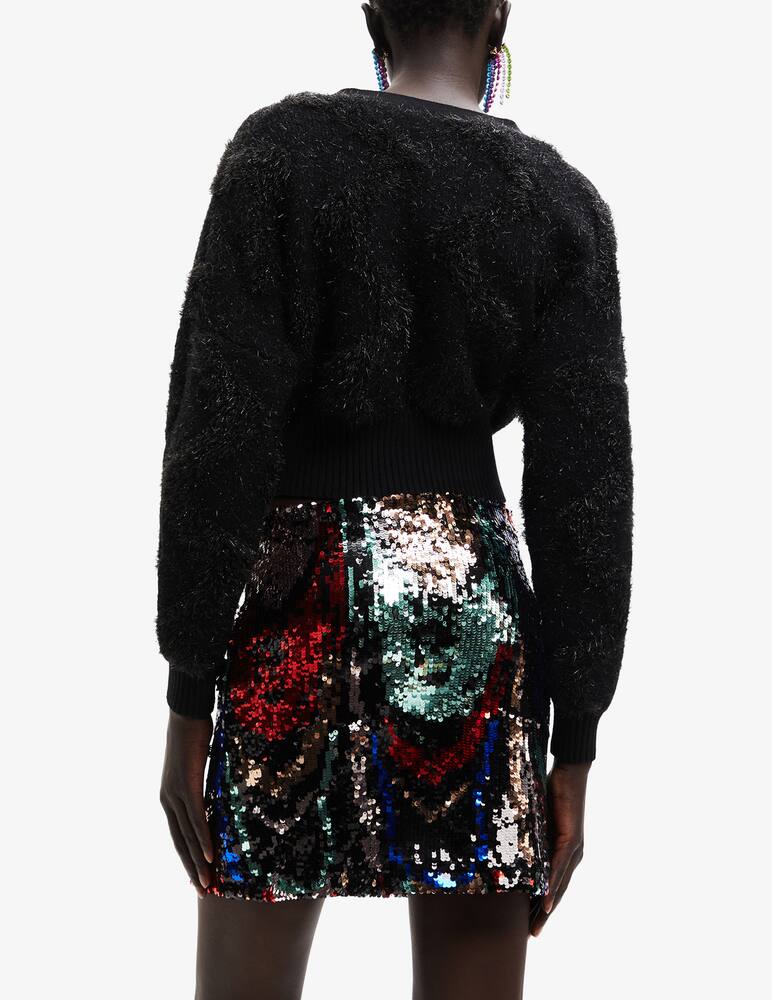 rinascente Desigual Shiny fur cardigan - Black