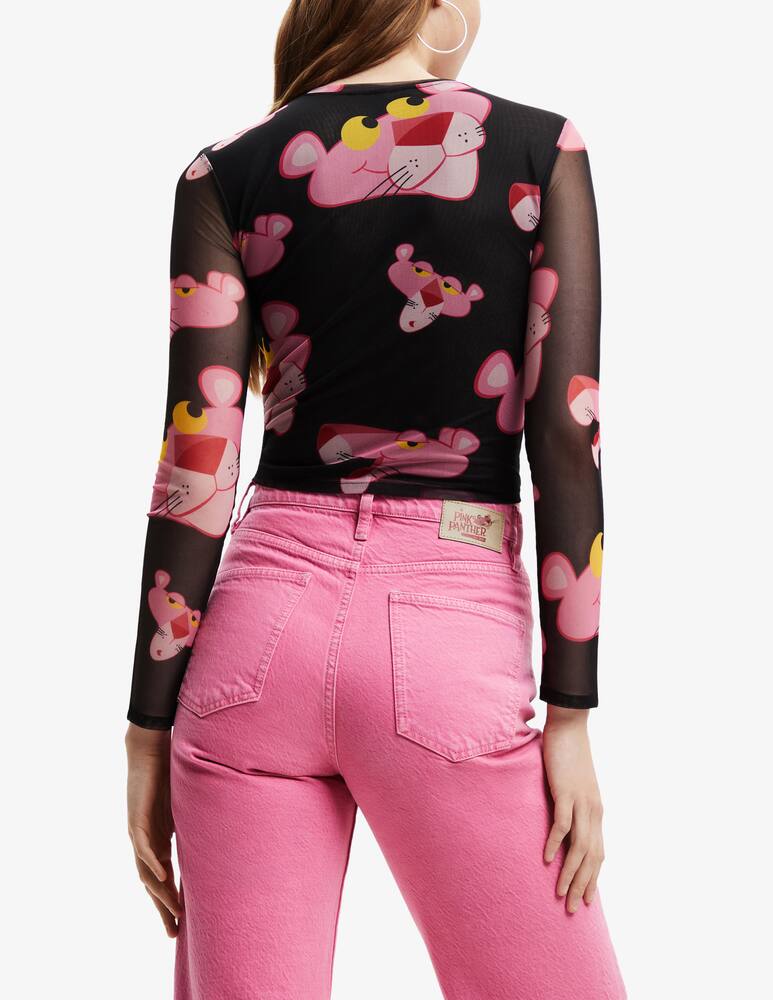 rinascente Desigual Maglietta a manica lunga in tulle Pantera  - Nero