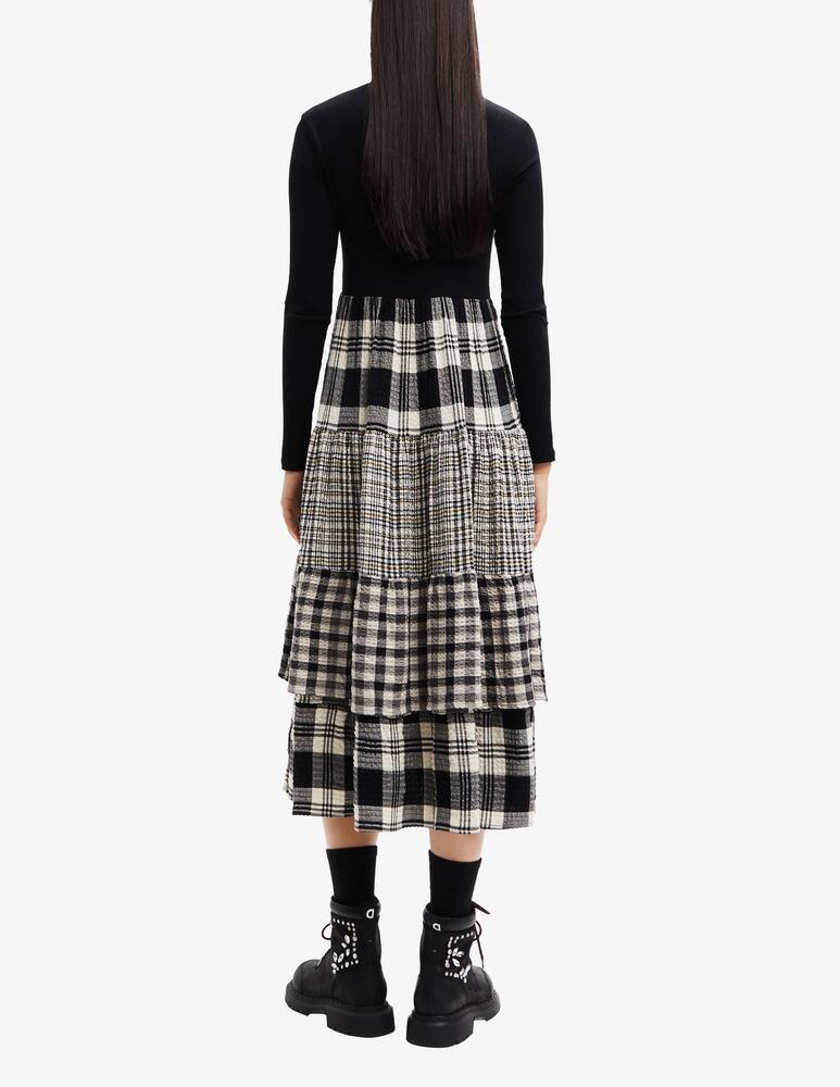 rinascente Desigual Midi dress with plaid skirt - Black