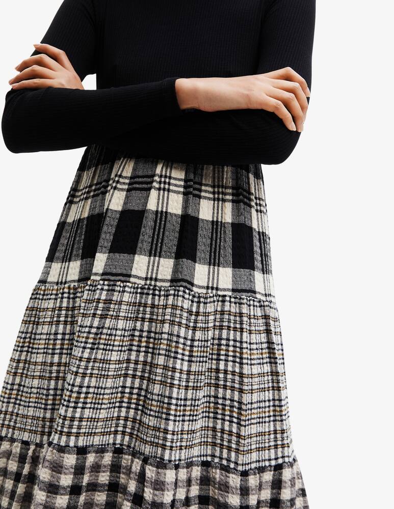 rinascente Desigual Midi dress with plaid skirt - Black