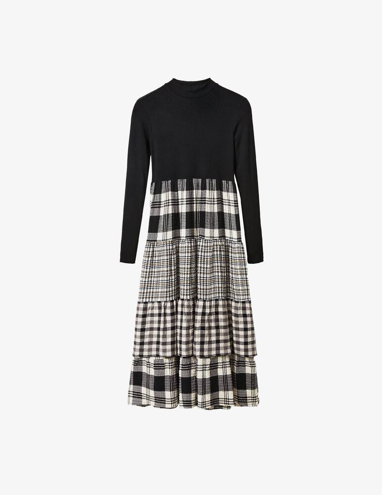 rinascente Desigual Midi dress with plaid skirt - Black