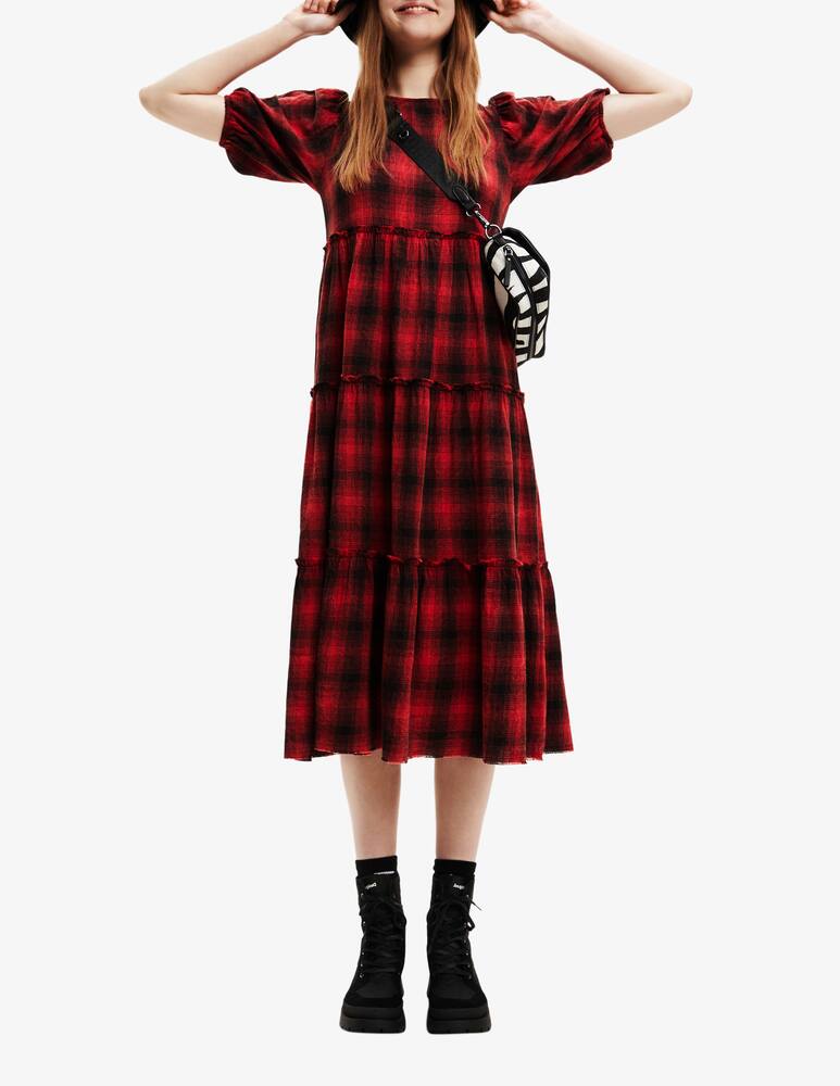 rinascente Desigual Plaid midi dress - Red