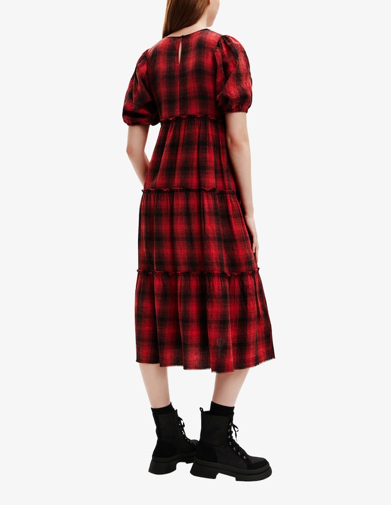 rinascente Desigual Plaid midi dress - Red