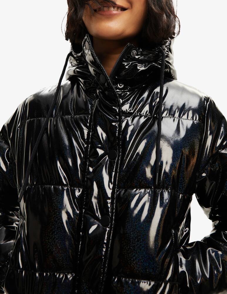 rinascente Desigual Iridescent short padded jacket - Black