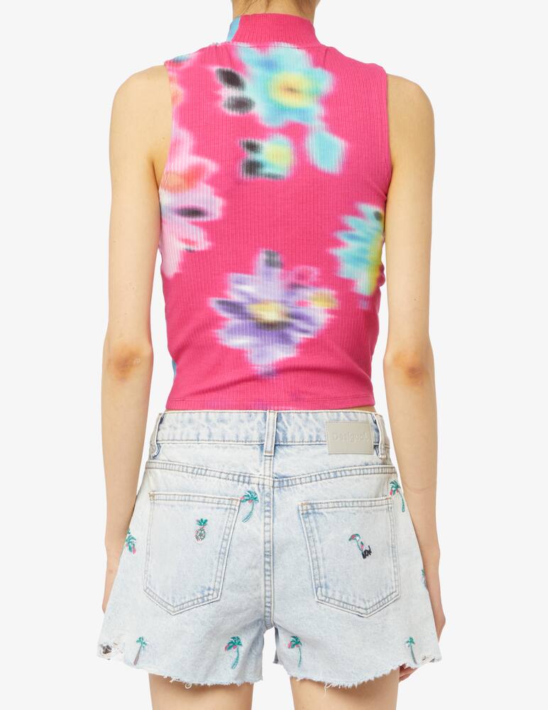 rinascente Desigual Top a costine con stampa floreale