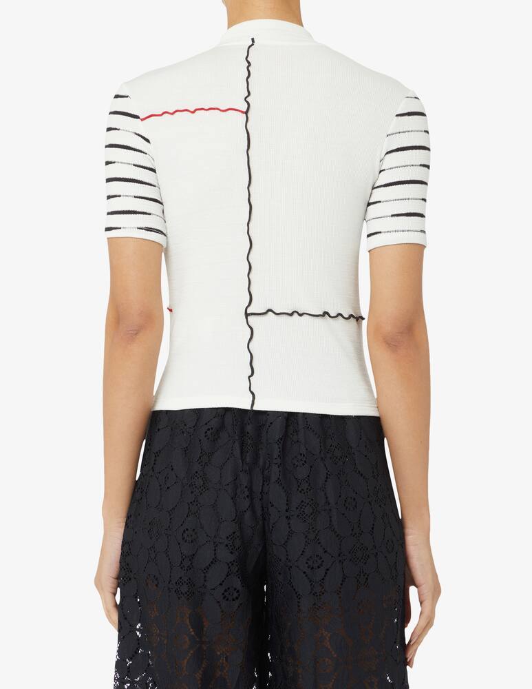 rinascente Desigual Maglietta corta toppa costine - Bianco