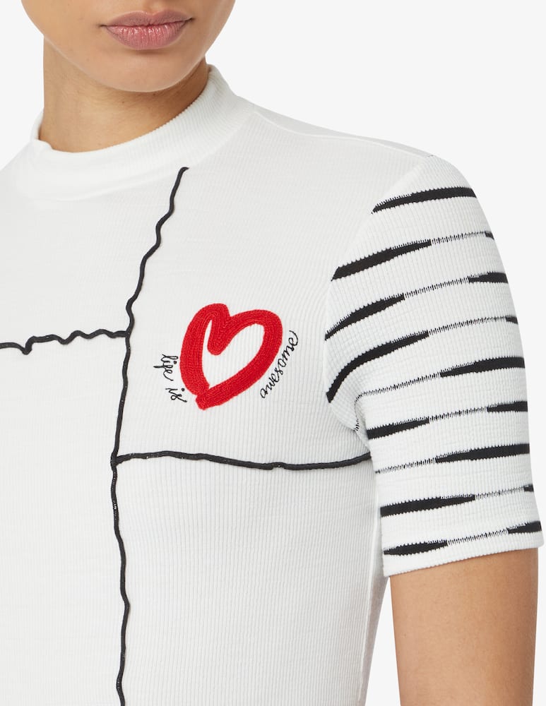 rinascente Desigual Maglietta corta toppa costine - Bianco