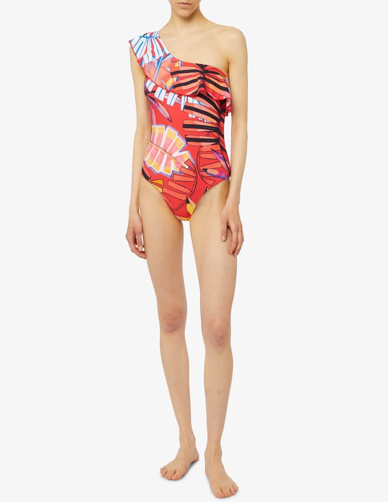 rinascente Desigual Asymmetrical flounce one-piece swimsuit