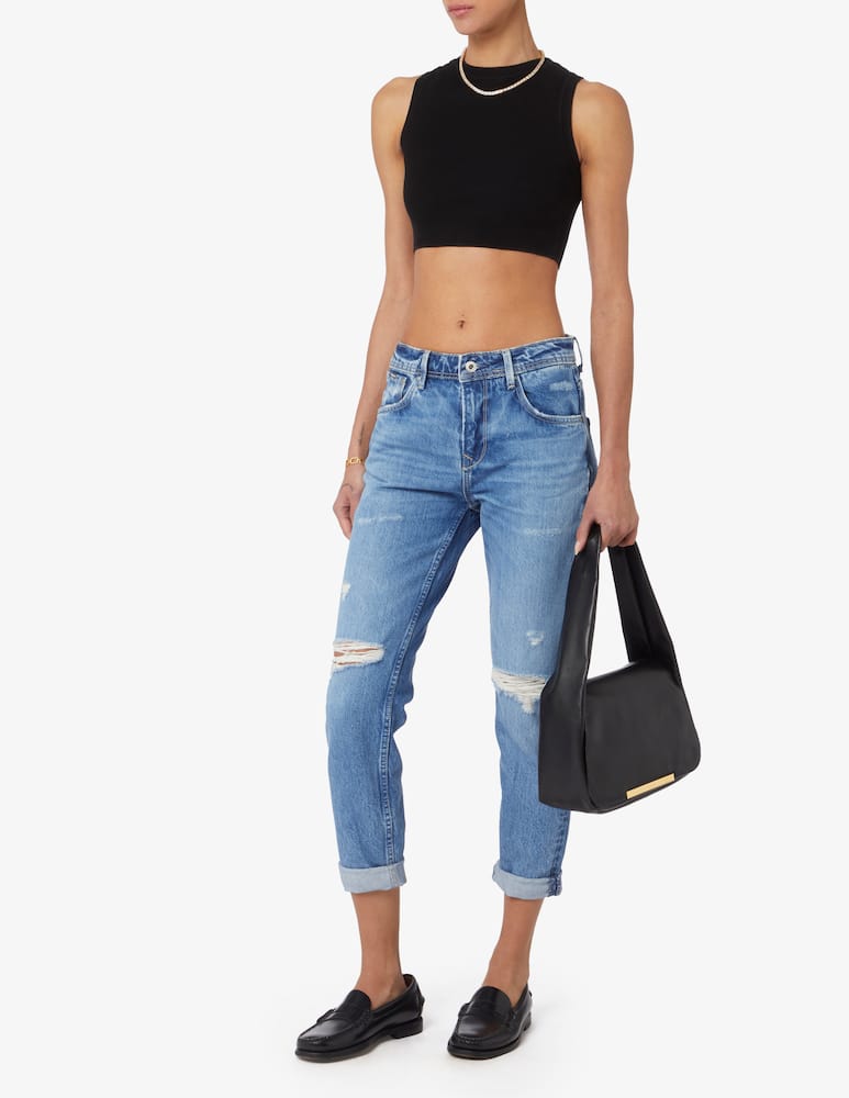 rinascente Pepe Jeans High rise mom carrot destroyed jeans