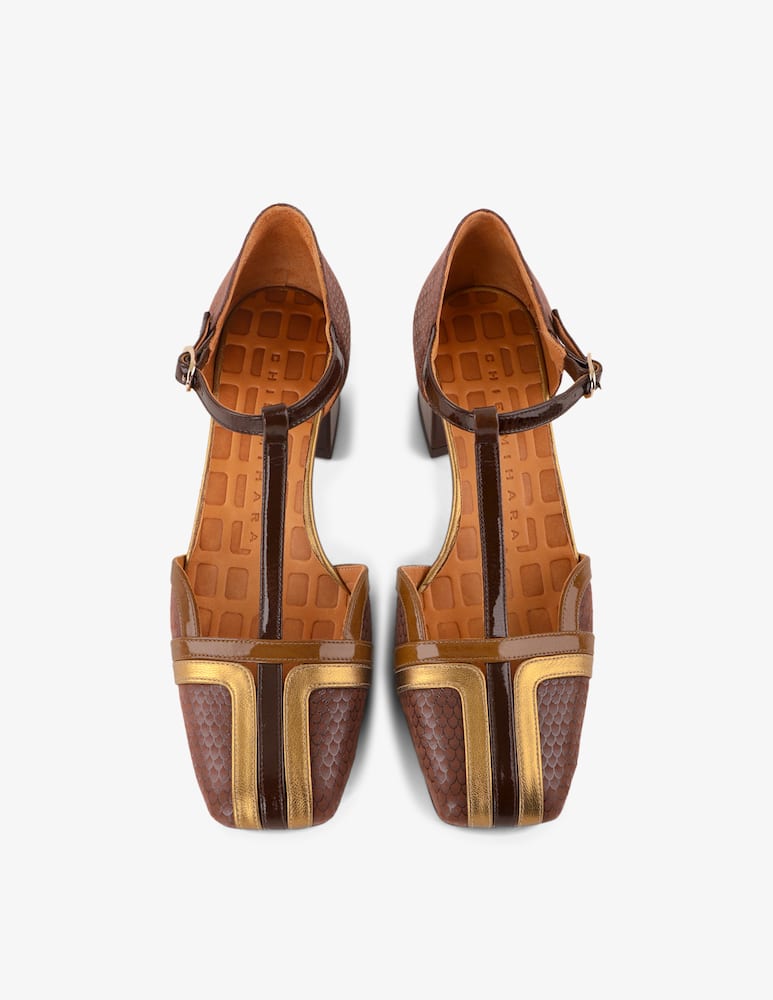 rinascente Chie Mihara T-bar snake-effect pumps