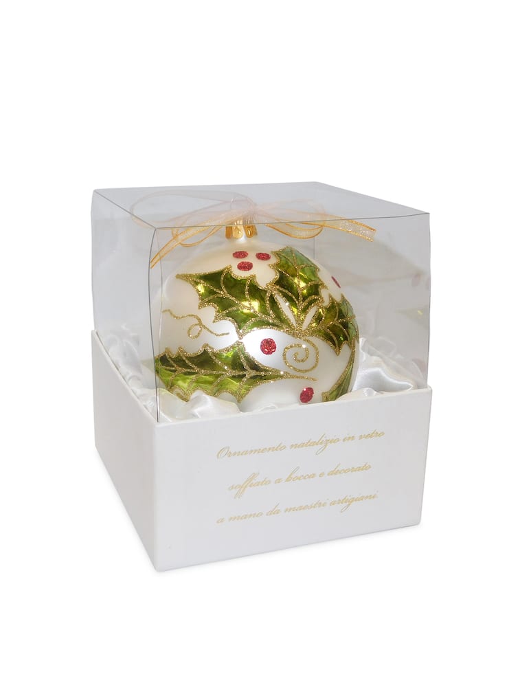 rinascente Ornex Pallina con foglie Buon Natale 10 cm