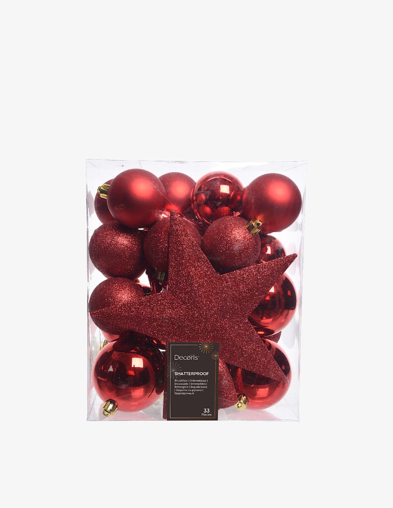 rinascente Kaemingk Shiny Glitter Mix Glass Balls 8cm Box 33pcs.