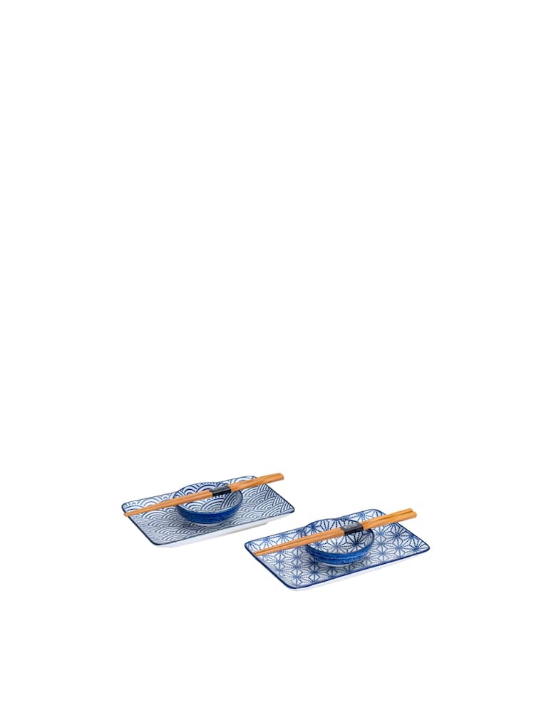 rinascente TOKYO design studio Set di piatti di sushi x 4 21x13.5 e 9.5x3cm - Blu